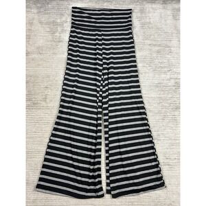 Honey & Lace Pants Womens Large Gray Striped Pull On Wide Leg Boho Stretch